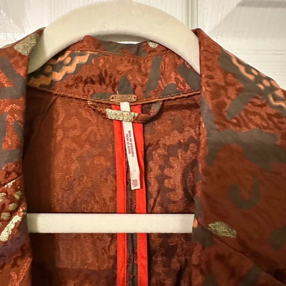 Free People Rust and Gray Patterned Jacket - Picture 2 of 4